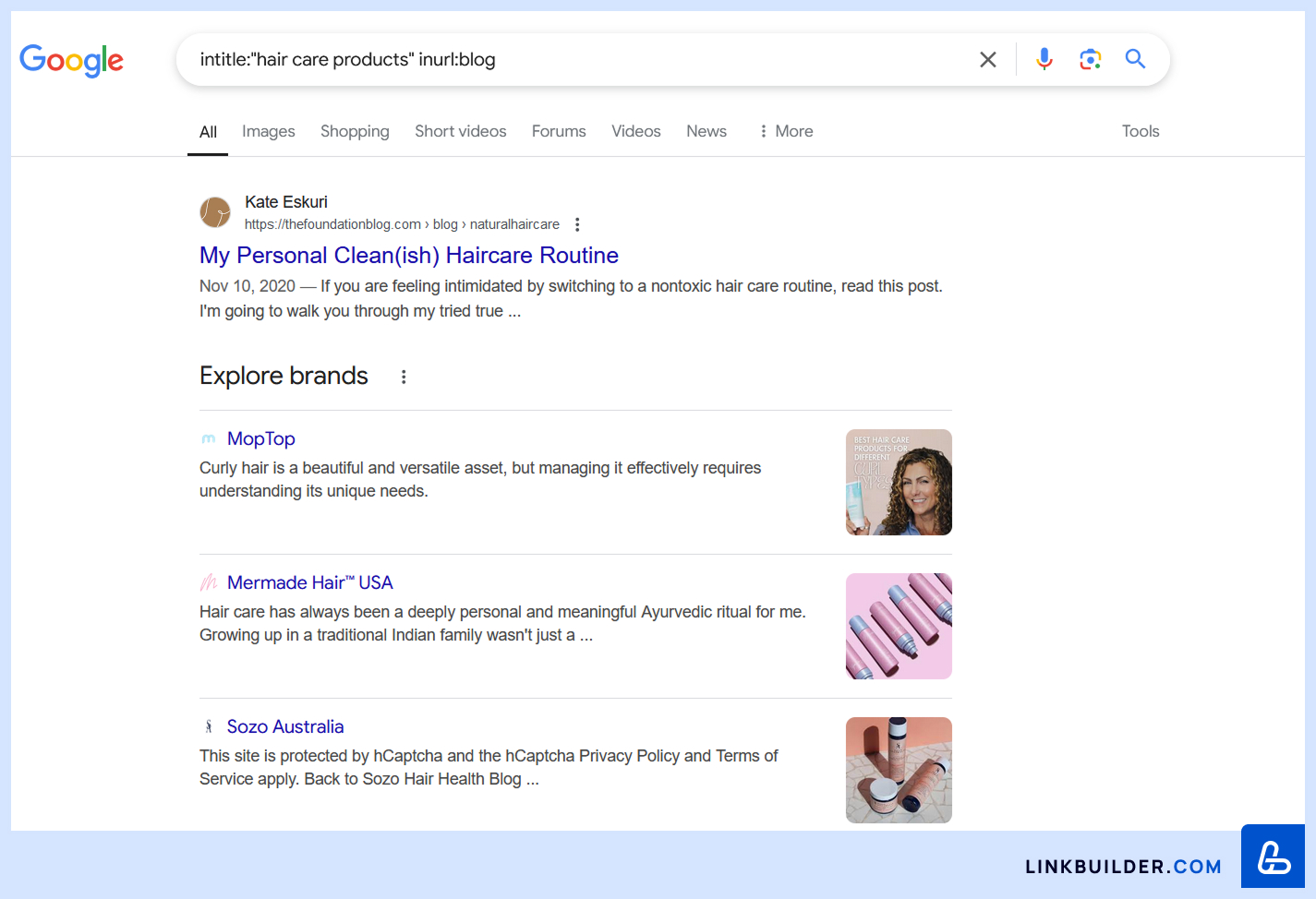 Google search operators: "intitle:+url"